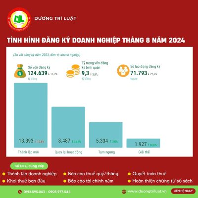 TÌNH HÌNH ĐĂNG KÝ DOANH NGHIỆP THÁNG 8 VÀ 8 THÁNG ĐẦU NĂM 2024 1