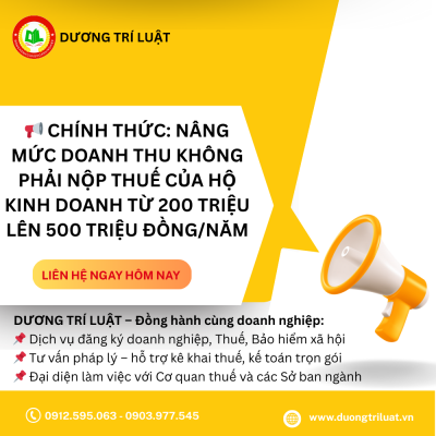 Chính thức: Nâng mức doanh thu không phải nộp thuế của hộ kinh doanh từ 200 triệu lên 500 triệu đồng/năm 1 Chính thức: Nâng mức doanh thu không phải nộp thuế của hộ kinh doanh từ 200 triệu lên 500 triệu đồng/năm 1